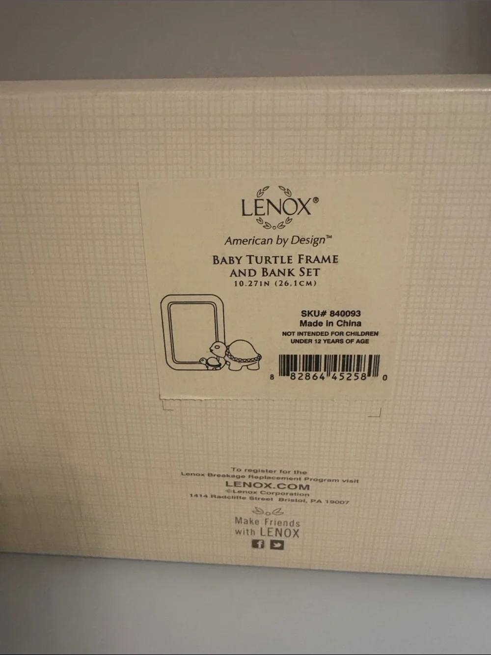 Lenox Baby Green Turtle Piggy Bank and 5x7 in Photo Frame Set